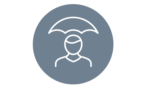 icon of man silhouette with an umbrella